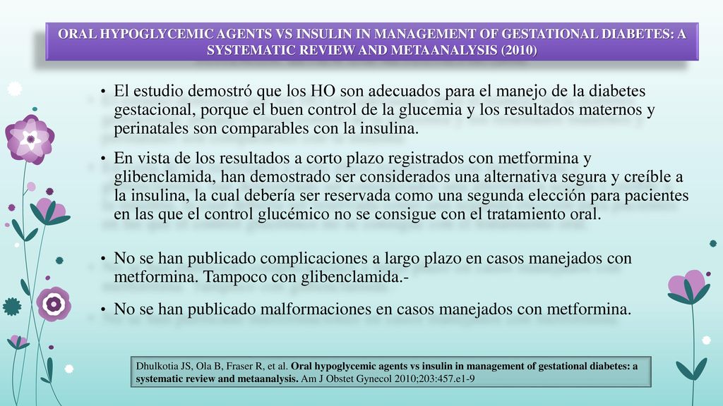 metformina versus insulina para tratamiento diabetes gestacional